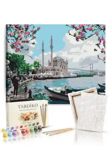 Sayılarla Boyama Seti 40 x 50 cm Tuval Şasesine Gerili Ortaköy Camii