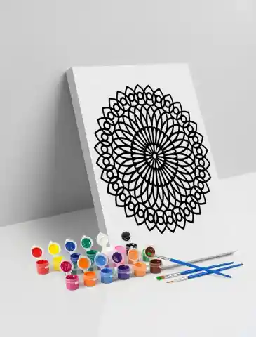 Oval Çiçek Mandala Tuval Boyama Seti 40x50 cm
