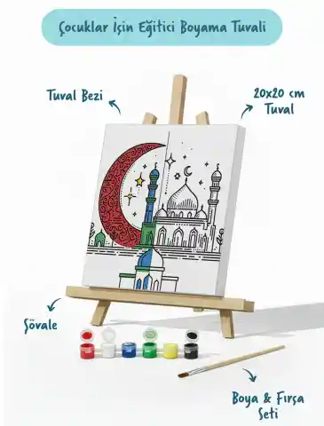 Kırmızı Hilal ve Cami Şövaleli Boya Seti 20x20