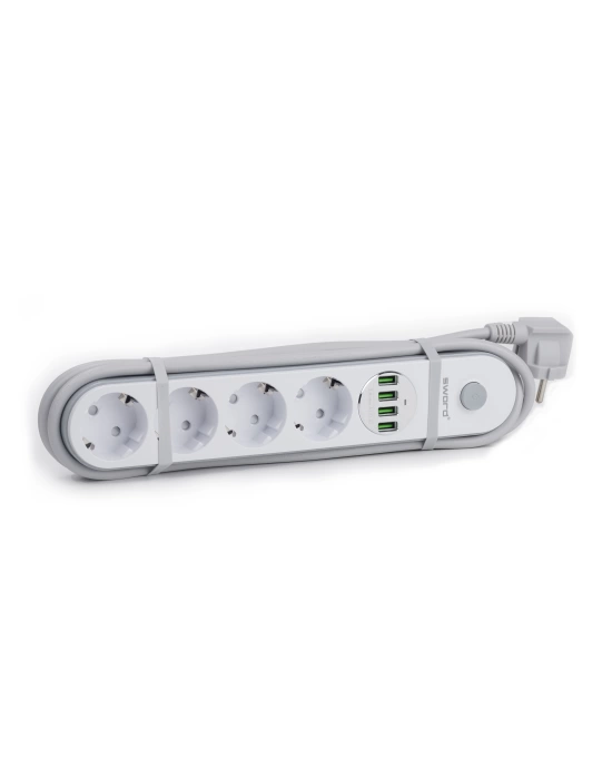SWORD IŞIKLI PRİZ SW-4U4PW 4PRIZ+4 USB Lİ