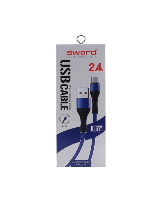 SWORD KABLO SW-C111 TYPE-C 2.4A 1 M BLUE