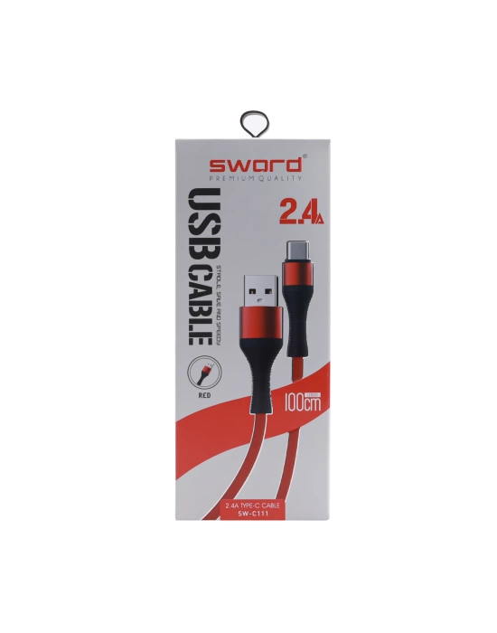 SWORD KABLO SW-C111 TYPE-C 2.4A 1 M RED