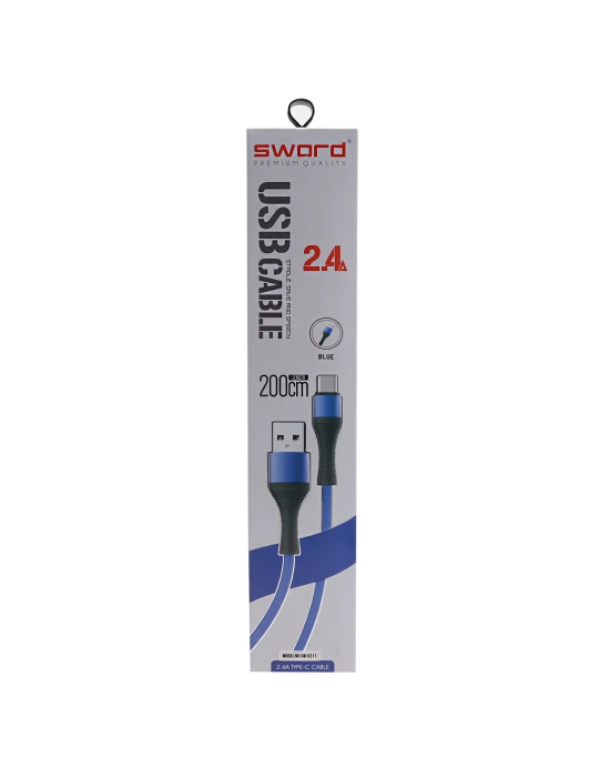 SWORD KABLO SW-C211 TYPE-C 2.4A 2 METRE BLUE