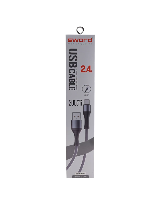 SWORD KABLO SW-C211 TYPE-C 2.4A 2 METRE GRAY