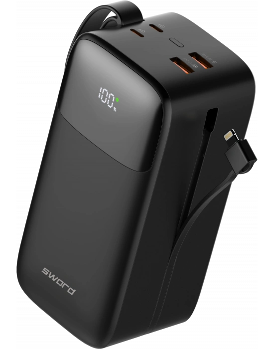 SWORD POWERBANK SW-50PO3 22,5W HIZLI ŞARJ KABLOLU 50000 MAH POWERBANK BLACK