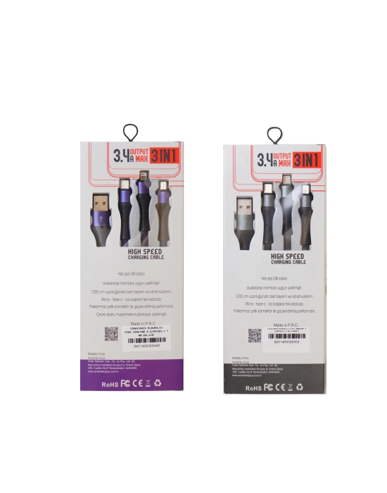 SWORD KABLO SW-3IN1M 3 ÇIKIŞLI 1 M BLUE