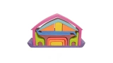 Waldorf Wooden Purple Roof House Toy