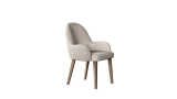 Lucenta Chair - Hittite Walnut Leg - Multicolored Cream Fabric