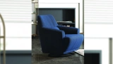 Lionte Swivel Metal Leg Armchair Navy Blue Patterned