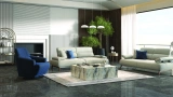 Lionte Swivel Metal Leg Armchair Navy Blue Patterned