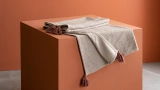 Cream Tasseled Pique Sofa Throw