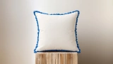 Feather Cream Blue Cushion