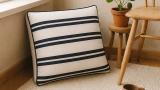 Comfy Cream Black Square Floor Cushion