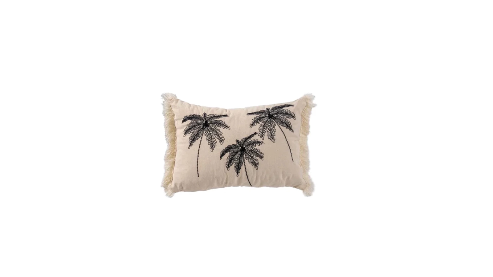 Palm Trees Cream Black Cushion