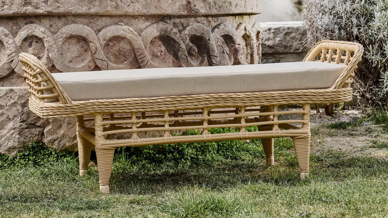 Bamboo Rattan Bench