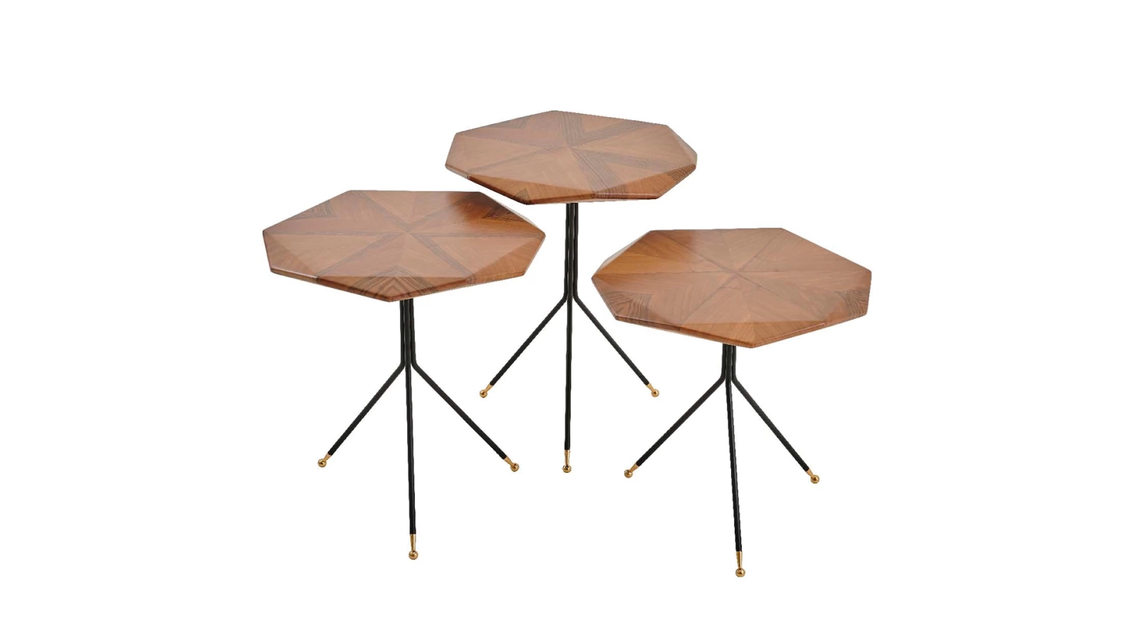 Gable 3-Piece Walnut Nesting Table