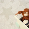 Kaymaz Yıkanabilir Dokuma Halı Krem Yıldızlı Bebek Çocuk Odası Halısı Leke Tutmaz AYAZ 13