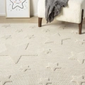 Kaymaz Yıkanabilir Dokuma Halı Krem Yıldızlı Bebek Çocuk Odası Halısı Leke Tutmaz AYAZ 13