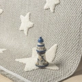 Kaymaz Yıkanabilir Dokuma Halı Gri Yıldızlı Bebek Çocuk Odası Halısı Leke Tutmaz AYAZ 14