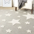 Kaymaz Yıkanabilir Dokuma Halı Gri Yıldızlı Bebek Çocuk Odası Halısı Leke Tutmaz AYAZ 14