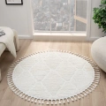 Krem Yumuşak Yuvarlak Dokuma Halı Çocuk Odası Yatak Odası Antre Hol Mutfak Halısı Yuvarlak