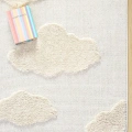 Bulut Desenli Krem Renk Dokuma Halı Bebek Odası Çocuk Odası Halısı 1