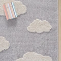 Bulut Desenli Gri Renk Dokuma Halı Bebek Odası Çocuk Odası Halısı 2