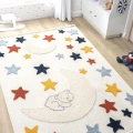 Yumuşak Renkli Bukleli Yıldızlı Dokuma Halı Bebek Odası Çocuk Odası Genç Odası Halısı 5