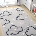 Gri Renk Yumuşak Bukleli Bulut Ay Dokuma Halı Bebek Odası Çocuk Odası Genç Odası Halısı 9
