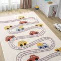 Yumuşak Renkli Bukleli Araba Yolu Dokuma Halı Bebek Odası Çocuk Odası Genç Odası Halısı 10