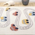 Yumuşak Renkli Bukleli Araba Yolu Dokuma Halı Bebek Odası Çocuk Odası Genç Odası Halısı 10