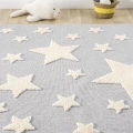Gri Renk Yıldızlı Yumuşak Bukleli Dokuma Halı Bebek Odası Çocuk Odası Genç Odası Halısı 13