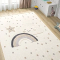 Yumuşak Bukleli Gökkuşağı Ponpon Figürlü Dokuma Halı Bebek Odası Çocuk Odası Genç Odası Halısı 20