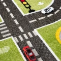 Trafik Arabalı Dokuma Halı Yıkanabilir Çocuk Halısı Anaokul Kreş Oyun Halısı YEŞİL