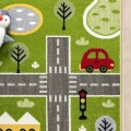 Trafik Arabalı Dokuma Halı Yıkanabilir Çocuk Halısı Anaokul Kreş Oyun Halısı YEŞİL