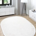 Beyaz Oval Dokuma Halı Salon Oturma Odası Yatak Odası Koridor Yolluk Halısı BEYAZ OVAL
