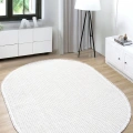 Oval Beyaz Halı Modern Oturma Odası Salon Mutfak Koridor Antre Balkon Çocuk Odası Halısı 007
