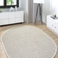 Oval Bej Halı Modern Oturma Odası Salon Mutfak Koridor Antre Balkon Çocuk Odası Halısı 0019