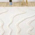 Krem Modern Dokuma Halı Püsküllü Yolluk Antre Oturma Odası Salon Mutfak Çocuk Odası Halısı