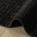 Modern Siyah Saçaklı Dokuma Halı Yolluk Antre Oturma Odası Salon Mutfak Halısı