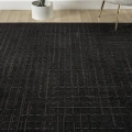 Modern Siyah Saçaklı Dokuma Halı Yolluk Antre Oturma Odası Salon Mutfak Halısı