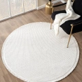 Beyaz Krem Yumuşak Dokulu Yuvarlak Halı Kilim Mutfak Koridor Yolluk Dokuma Makine Halısı 007 DAİRE