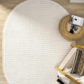 Beyaz Oval Dokuma Halı Salon Oturma Odası Yatak Odası Koridor Yolluk Halısı BEYAZ OVAL