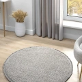Gri Daire Yuvarlak Modern Dokuma Halı Bukleli GRİ DAİRE