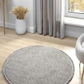 Gri Yumuşak Dokulu Yuvarlak Halı Kilim Salon Mutfak Koridor Yolluk Dokuma Makine Halısı 0010 DAİRE