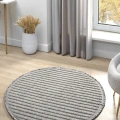 Gri Yuvarlak Yumuşak Dokulu Halı Kilim Salon Mutfak Koridor Yolluk Dokuma Makine Halısı 0011 DAİRE