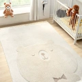 Krem Ayıcıklı Bebek Çocuk Odası Halısı Yumuşak Leke Tutmaz Antialerjik 24