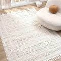 Krem Modern Desen Dokuma Halı Oturma Odası Salon Mutfak Antre Yolluk Halısı