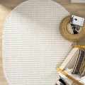 Oval Beyaz Halı Modern Oturma Odası Salon Mutfak Koridor Antre Balkon Çocuk Odası Halısı 004