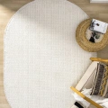 Oval Beyaz Halı Modern Oturma Odası Salon Mutfak Koridor Antre Balkon Çocuk Odası Halısı 007